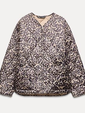 Zara Quilted Leopard-Print Liner Jacket